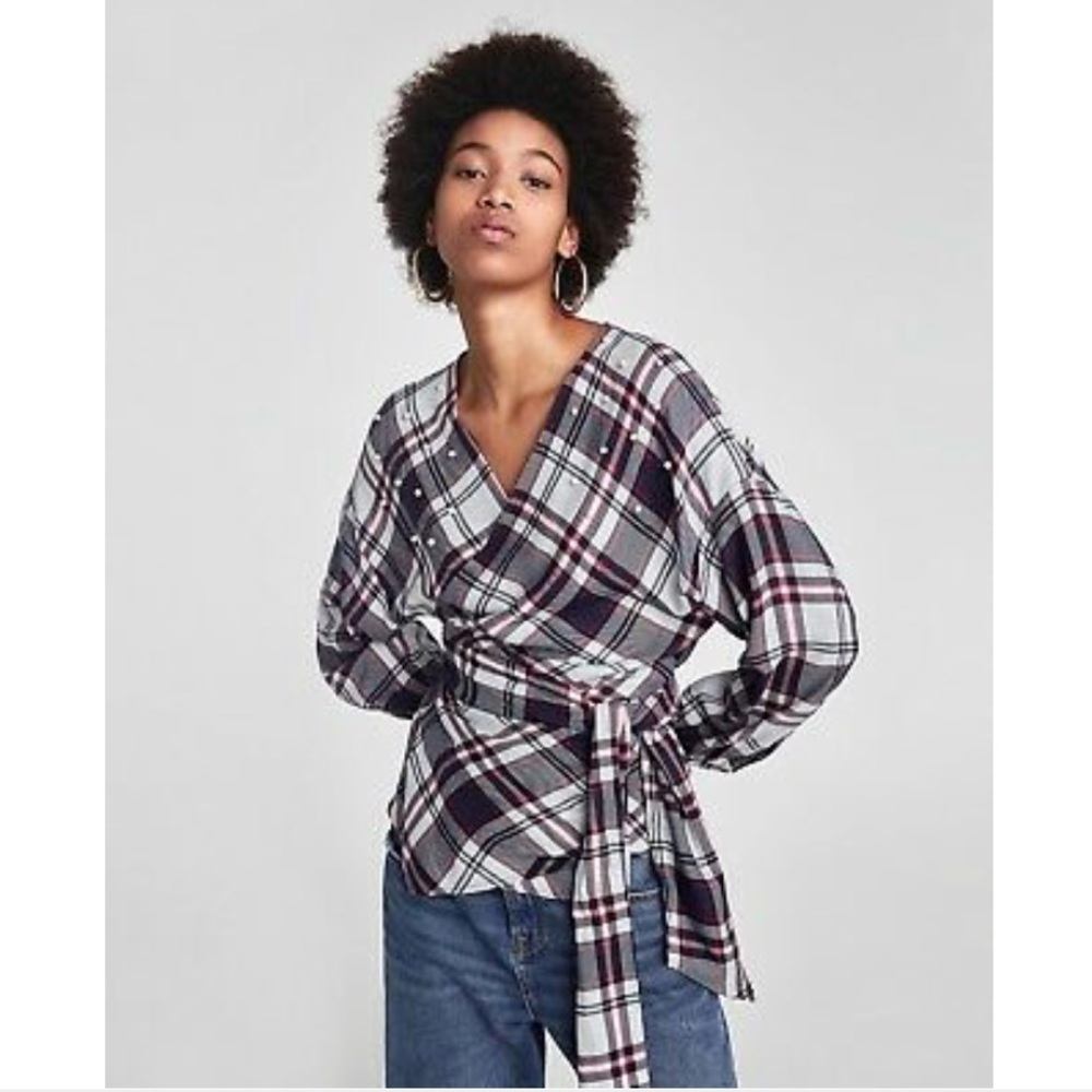 Zara Pearl Wrapped Blouse